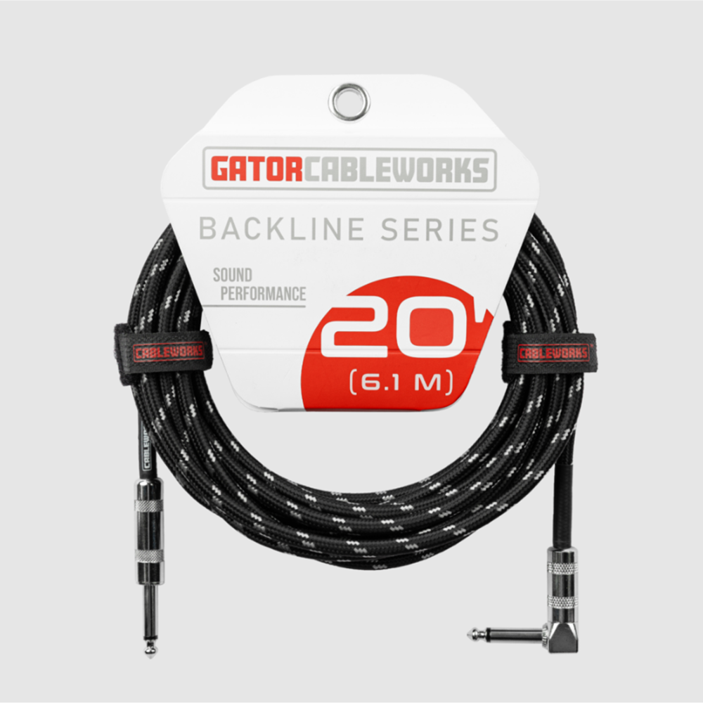 Gator Instruments Gator Backline Series 20' Straight/Right Angle Braided Instrument Cabl ...