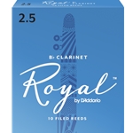 RICO ROYAL CLARINET REEDS SIZE 2.5, BOX OF 10