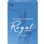 RICO ROYAL BARITONE SAX REEDS 2.5, BOX OF 10