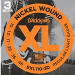 D'ADDARIO NICKEL WOUND ELECTRIC GUITAR STRINGS, REGULAR LIGHT, 10-46, 3 SETS
