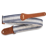 TAYLOR 2" ACADEMY JACQUARD LEATHER GUITAR STRAP, WHITE/BLUE