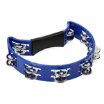 HALF MOON TAMBOURINE BLUE W/ DOUBLE JINGLE ROWS