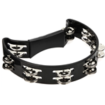 HALF MOON TAMBOURINE BLACK W/ DOUBLE JINGLE ROWS