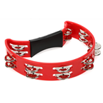 HALF MOON TAMBOURINE RED W/ DOUBLE JINGLE ROWS