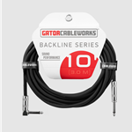 GATOR BACKLINE SERIES 10 FOOT STRAIGHT TO RIGHT ANGLE INSTRUMENT CABLE