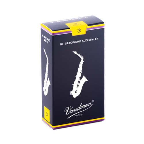 VANDOREN TRADITIONAL ALTO SAX REEDS 3.0, BOX OF 10