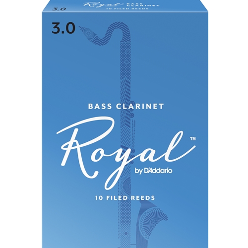 RICO ROYAL BASS CLARINET REEDS 3.0, BOX OF 10