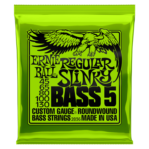 ERNIE BALL REGULAR SLINKY 5-STRING NICKEL WOUND ELECTRIC BASS STRINGS - 45-130 GAUGE