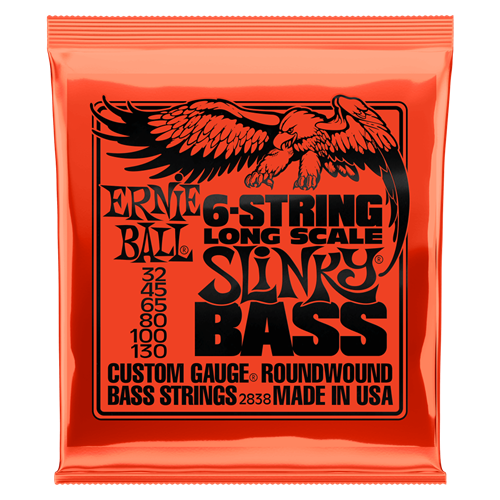 ERNIE BALL SLINKY LONG SCALE 6-STRING NICKEL WOUND ELECTRIC BASS STRINGS - 32-130 GAUGE